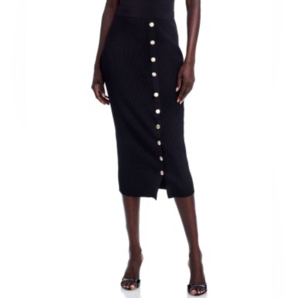 Generation Love Addie Knit Ribbed Pencil Skirt, Black